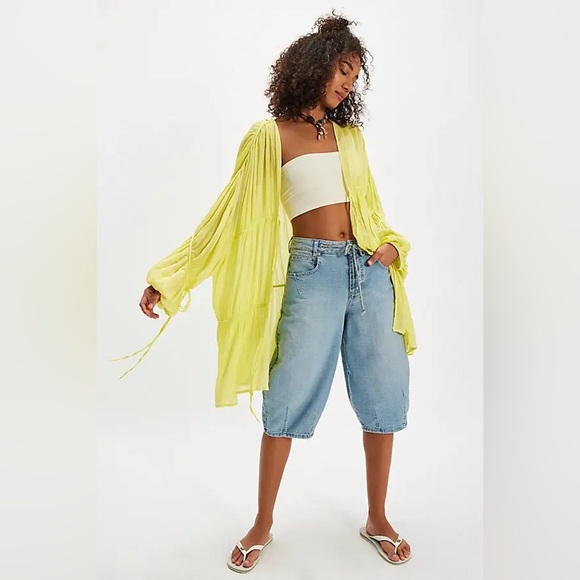 Free People Tops - FREE PEOPLE Sunshine Yellow Juliet Tiered Slouchy Duster